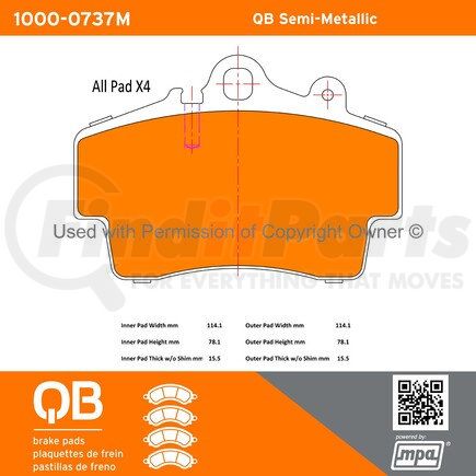 1000-0737M by MPA ELECTRICAL - QB Semi-Metallic Brake Pads