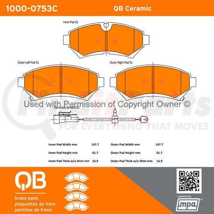 1000-0753C by MPA ELECTRICAL - QB Ceramic Brake Pads