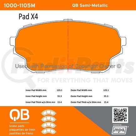 1000-1105M by MPA ELECTRICAL - QB Semi-Metallic Brake Pads