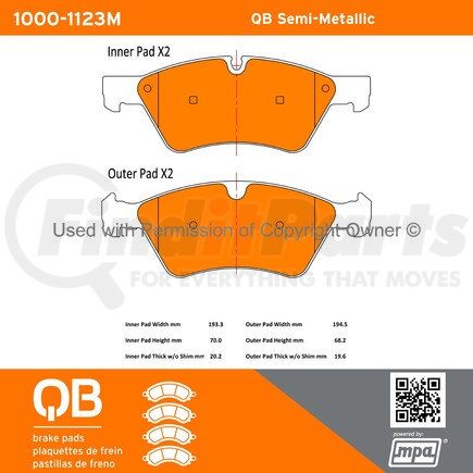 1000-1123M by MPA ELECTRICAL - QB Semi-Metallic Brake Pads