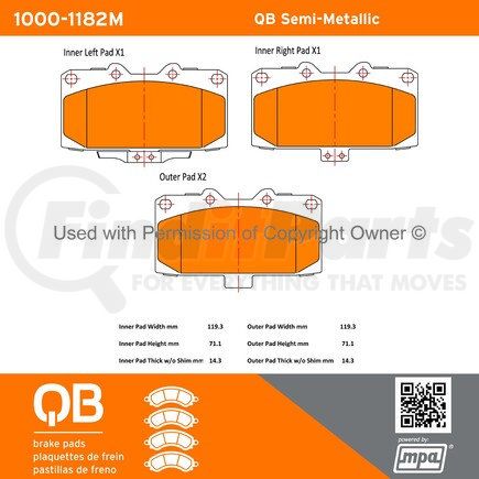 1000-1182M by MPA ELECTRICAL - QB Semi-Metallic Brake Pads