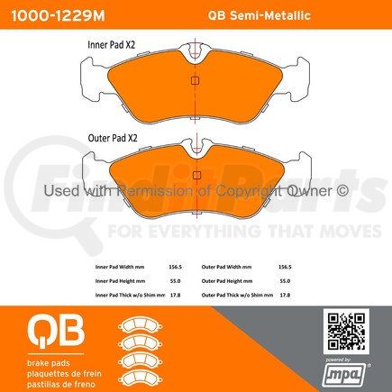 1000-1229M by MPA ELECTRICAL - QB Semi-Metallic Brake Pads