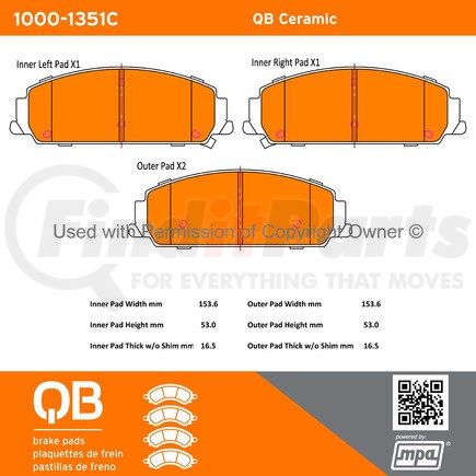 1000-1351C by MPA ELECTRICAL - QB Ceramic Brake Pads