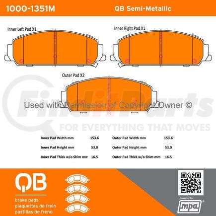 1000-1351M by MPA ELECTRICAL - QB Semi-Metallic Brake Pads