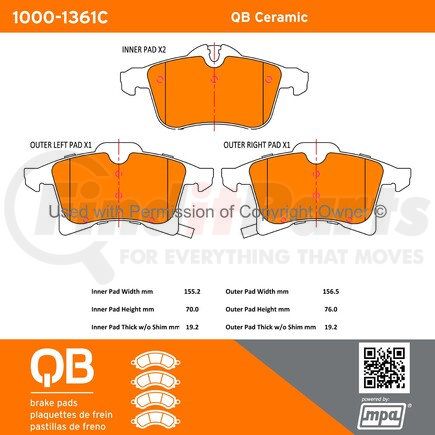 1000-1361C by MPA ELECTRICAL - QB Ceramic Brake Pads