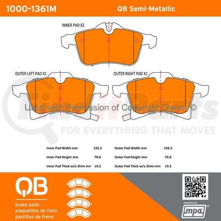 1000-1361M by MPA ELECTRICAL - QB Semi-Metallic Brake Pads