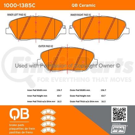 1000-1385C by MPA ELECTRICAL - QB Ceramic Brake Pads