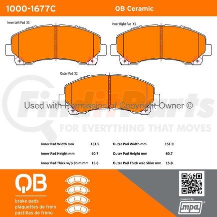 1000-1677C by MPA ELECTRICAL - QB Ceramic Brake Pads