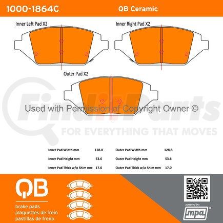 1000-1864C by MPA ELECTRICAL - QB Ceramic Brake Pads