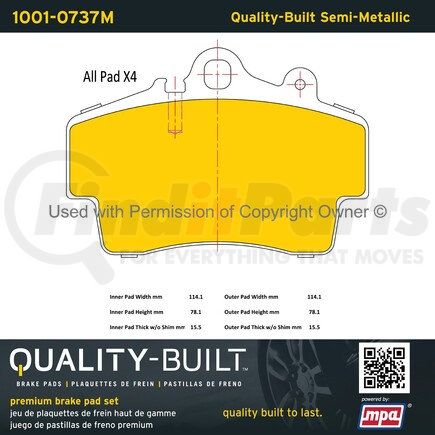 1001-0737M by MPA ELECTRICAL - Quality-Built Premium Semi-Metallic Brake Pads w/ Hardware