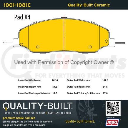 1001-1081C by MPA ELECTRICAL - Quality-Built Premium Ceramic Brake Pads w/ Hardware