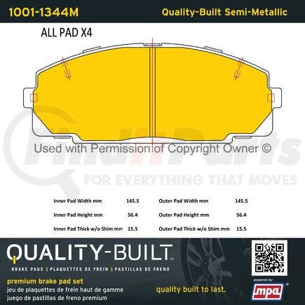 1001-1344M by MPA ELECTRICAL - Quality-Built Premium Semi-Metallic Brake Pads