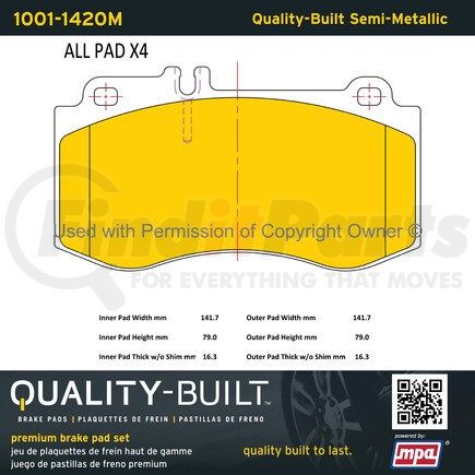 1001-1420M by MPA ELECTRICAL - Quality-Built Premium Semi-Metallic Brake Pads w/ Hardware