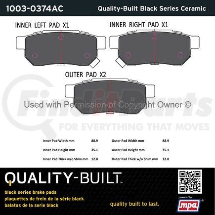 1003-0374AC by MPA ELECTRICAL - Quality-Built Black Series Ceramic Brake Pads w/ Hardware