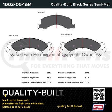 1003-0546M by MPA ELECTRICAL - Quality-Built Disc Brake Pad, Black Series, Semi-Metallic