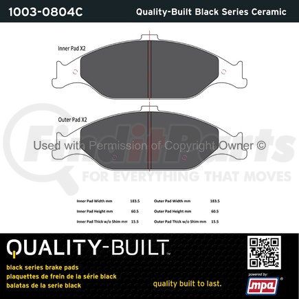 1003-0804C by MPA ELECTRICAL - Quality-Built Black Series Ceramic Brake Pads w/ Hardware