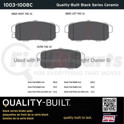 1003-1008C by MPA ELECTRICAL - Quality-Built Black Series Ceramic Brake Pads w/ Hardware