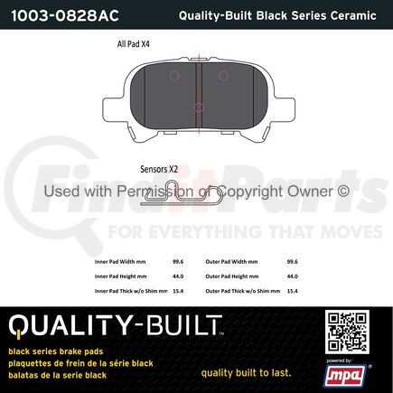 1003-0828AC by MPA ELECTRICAL - Quality-Built Black Series Ceramic Brake Pads w/ Hardware