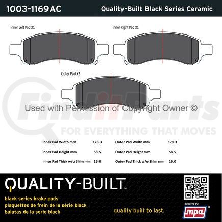 1003-1169AC by MPA ELECTRICAL - Quality-Built Disc Brake Pad Set - Black Series, Ceramic, with Hardware