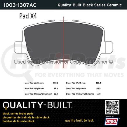 1003-1307AC by MPA ELECTRICAL - Quality-Built Black Series Ceramic Brake Pads w/ Hardware