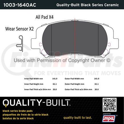 1003-1640AC by MPA ELECTRICAL - Quality-Built Black Series Ceramic Brake Pads w/ Hardware