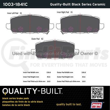 1003-1841C by MPA ELECTRICAL - Quality-Built Disc Brake Pad Set - Black Series, Ceramic, with Hardware