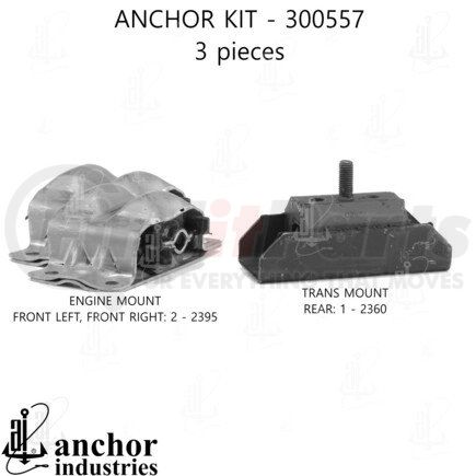 300557 by ANCHOR MOTOR MOUNTS - Engine Mount Kit - 3-Piece Kit, for 1976-1981 Chevrolet Camaro