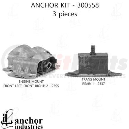 300558 by ANCHOR MOTOR MOUNTS - Engine Mount Kit - 3-Piece Kit, for 1972-1973 Chevrolet Impala