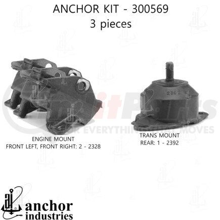 300569 by ANCHOR MOTOR MOUNTS - Engine Mount Kit - 3-Piece Kit