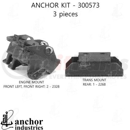 300573 by ANCHOR MOTOR MOUNTS - Engine Mount Kit - 3-Piece Kit