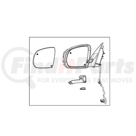 68325106AA by MOPAR - Door Mirror - Right, with Glass Minus Cap, For 2014-2021 Jeep Cherokee