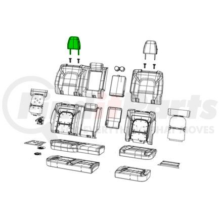 6CN211U6AB by MOPAR - Headrest - Second Row, Left, For 2019-2022 Ram 1500