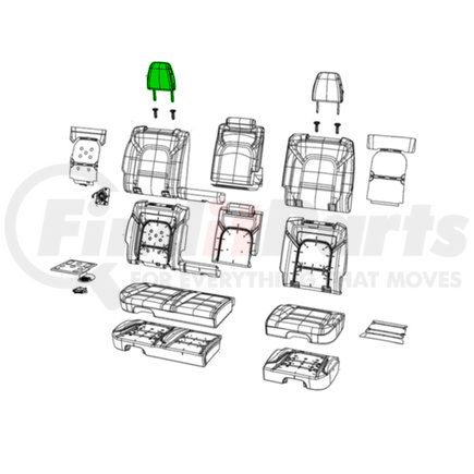 6WB133X7AA by MOPAR - Headrest - Second Row, Left, For 2021-2022 Ram 1500