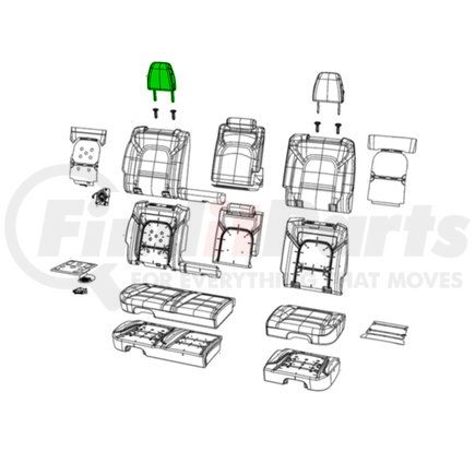 6WB134X7AA by MOPAR - Headrest - Second Row, Left, For 2021-2023 Ram 1500