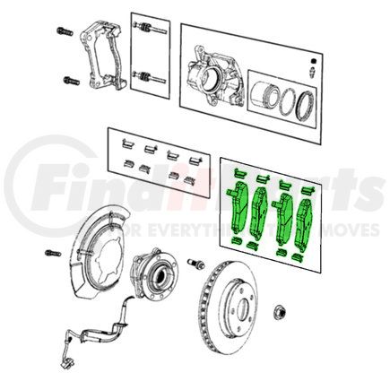 2AMV3886AB by MOPAR - Disc Brake Pad Set - Front, for 2015-2019 Jeep/Fiat