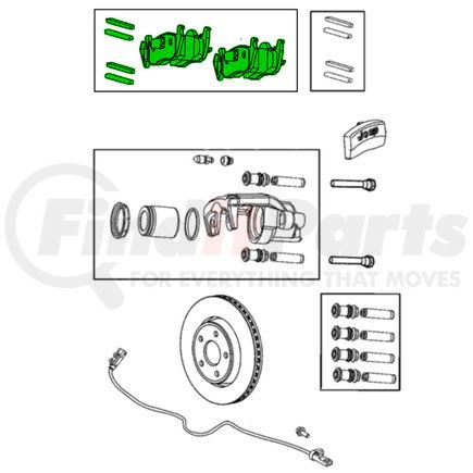 2AMV4871AC by MOPAR - Disc Brake Pad Set - Rear, for 2005-2006 Jeep Commander/Grand Cherokee