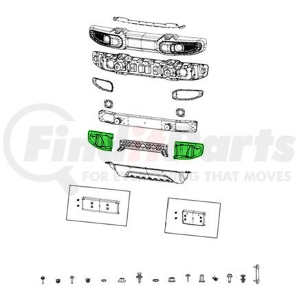 6KL10RXFAB by MOPAR - Bumper Cover Spacer Panel - Front, Right, for 2018-2024 Jeep