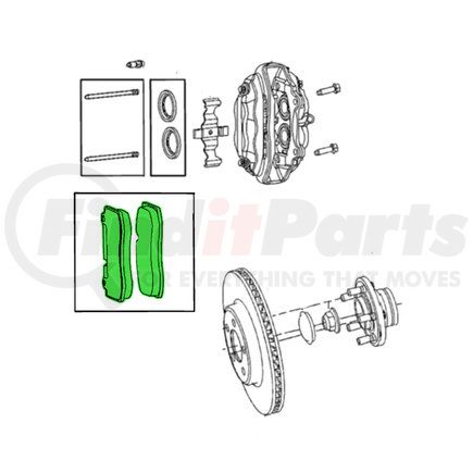 68248384AD by MOPAR - Disc Brake Pad Set - Front, with Pads and Clips, for 2015-2020 Dodge Challenger/Charger