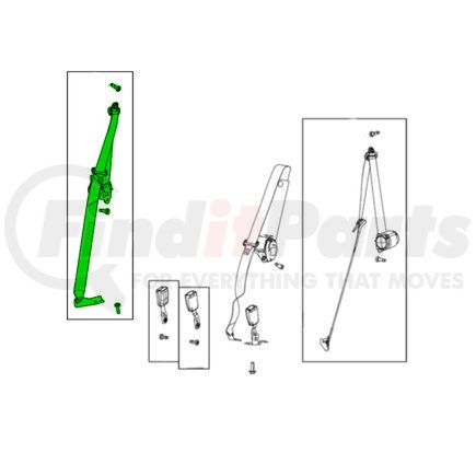 6KM641T5AA by MOPAR - Seat Belt - Second Row, Right, Outer, For 2022-2023 Jeep Grand Cherokee