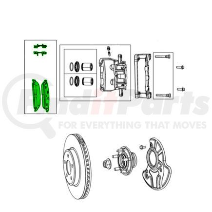 2AMVF767AA by MOPAR - Disc Brake Pad Set - Front, For 2014-2019 Dodge Charger