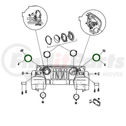 55055046AB by MOPAR - Headlight Bezel - Right, Chrome, For 2001-2006 Jeep Wrangler