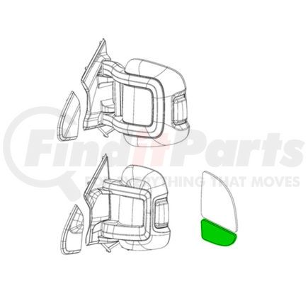 68095309AA by MOPAR - Door Mirror Glass - Right, Lower, For 2014-2023 Ram