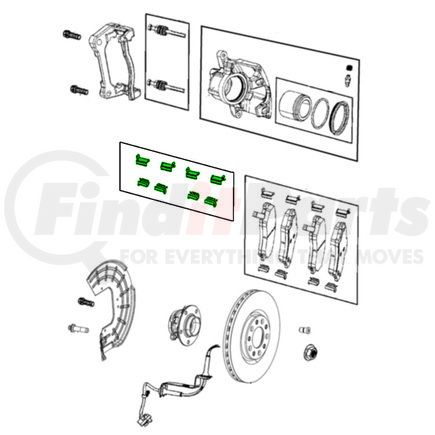 68346904AA by MOPAR - Disc Brake Pad Spring Kit - For 2017-2022 Jeep Compass