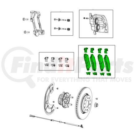 68409860AC by MOPAR - Disc Brake Pad Set - Front, For 2018-2023 Jeep Wrangler