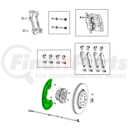 68444105AB by MOPAR - Brake Dust Shield - Front, Left, for 2020-2024 Jeep