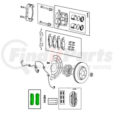 68507583AB by MOPAR - Disc Brake Pad Set - Front, Right, for 2021-2023 Dodge/Jeep