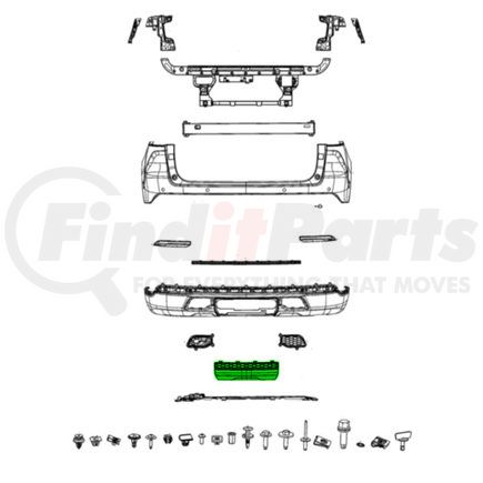 6UR36GXHAA by MOPAR - Bumper Grille Insert - Rear, Right, For 2022-2023 Jeep Grand Cherokee