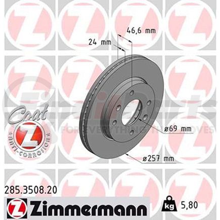 Zimmermann 285350820 Disc Brake Rotor COAT Z