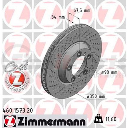 460 1573 20 by ZIMMERMANN - Disc Brake Rotor for PORSCHE