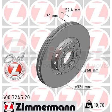 600 3245 20 by ZIMMERMANN - Disc Brake Rotor for VOLKSWAGEN WATER